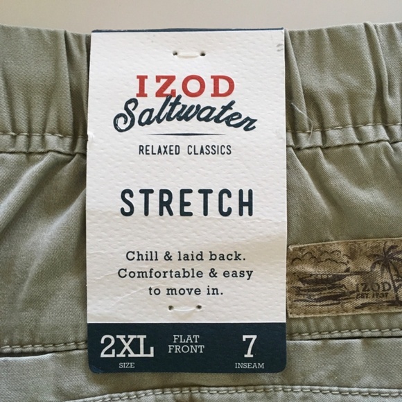 lZOD Saltwater Relaxed Classics Shorts Beige Mens Sz 2XL Elastic Waist Stretch - Picture 7 of 15